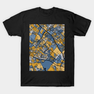 Irvine Map Pattern in Blue & Gold T-Shirt